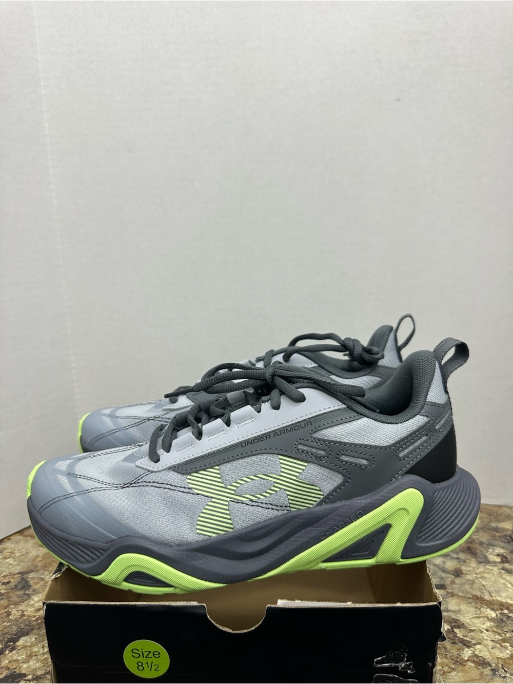 Under Armour Men’s Gray & Neon Green Performance Sneakers
